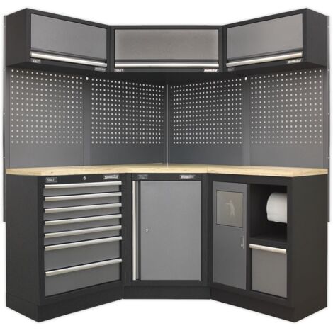 Sealey Superline PRO® Corner Storage System with Wood Worktop 1.55m APMSSTACK08W (1/5)