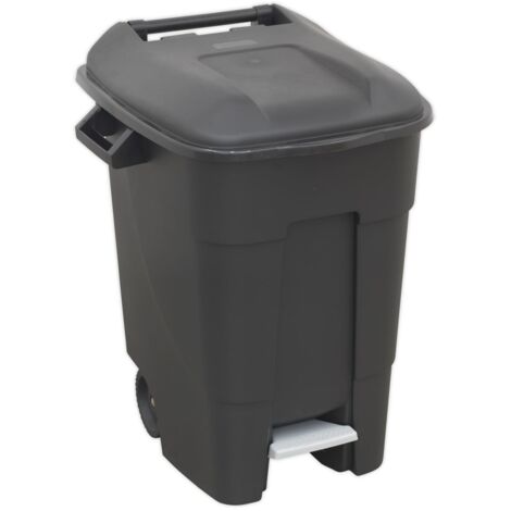 Sealey Refuse/Wheelie Bin with Foot Pedal 100L - Black BM100P