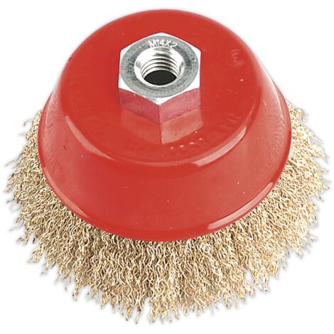 Sealey 100mm Brassed Steel Crimped Wire Cup Brush M14 x 2mm CBC100