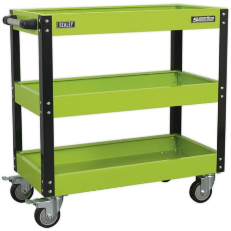 Sealey Workshop Trolley 3-Level Heavy-Duty - Hi-Vis Green CX110HV