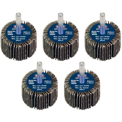 Sealey FW4030805 40 x 30mm Abrasive Flap Wheel with 6mm Shaft 80Grit - Pack of 5 (1/5)