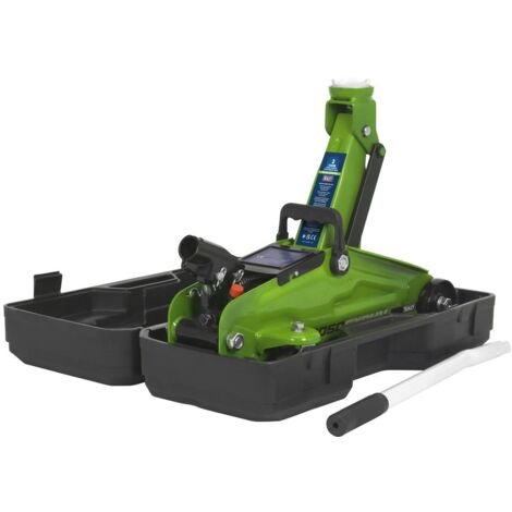 Sealey Short Chassis Trolley Jack with Storage Case 2 Tonne - Green 1050CXDHV