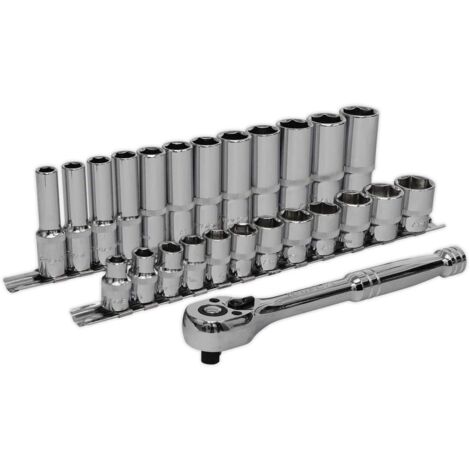 Sealey Premier Ratchet Wrench & Socket Set 3/8""Sq Drive 25pc AK66722