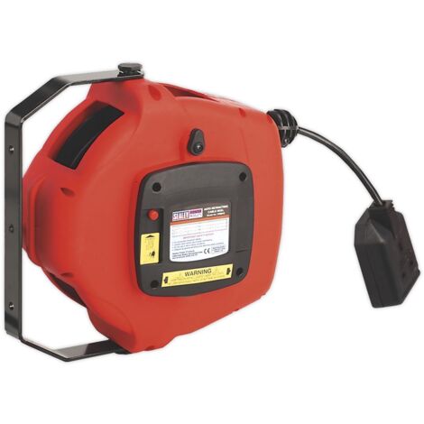Sealey Cable Reel System Retractable 15m 2 x 230V Socket CRM15