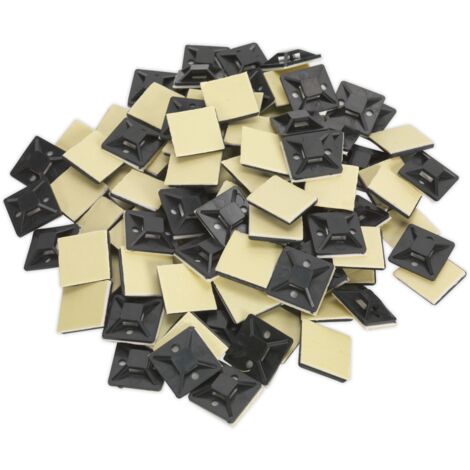 Sealey Self-Adhesive Cable Tie Mount 25 x 25mm Black Pack of 100 CTM2525B