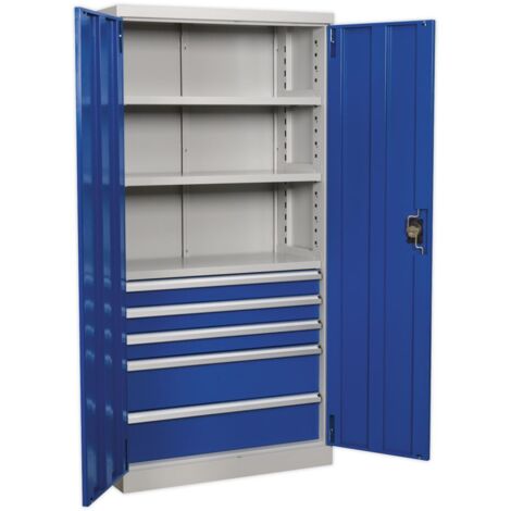 Sealey Industrial Cabinet 5 Drawer 3 Shelf 1800mm APICCOMBO5