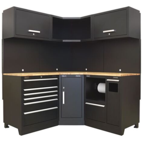 Sealey APMSCOMBO6W Premier™ Corner Storage System with Hardwood Worktop 1.71m (1/5)