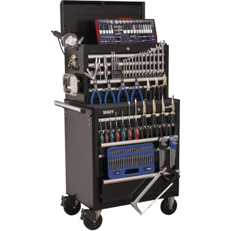 Sealey APCOMBOBBTK56 Superline PRO&reg Topchest & Rollcab Combination 10 Drawer with 148pc Tool Kit - Black