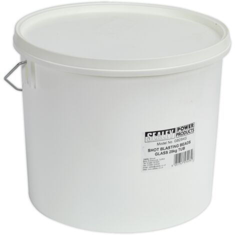 Sealey Shot Blasting Beads Glass 25kg Plastic Tub GB25KG