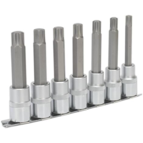 Sealey Premier Ribe Socket Bit Set 1/2""Sq Drive 100mm 7pc AK6235