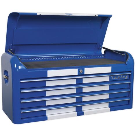 Sealey Topchest 4 Drawer Wide Retro Style - Blue with White Stripes AP41104BWS