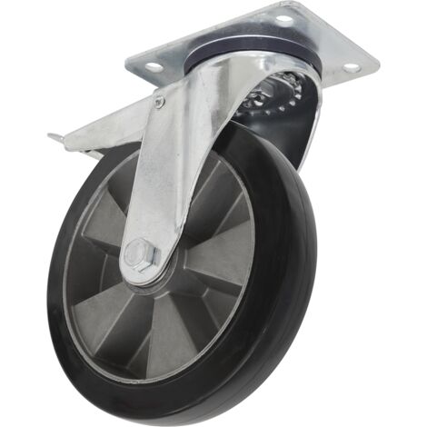 Sealey Heavy-Duty Rubber Castor Wheel Swivel with Total Lock �200mm - Trade SCW5200SPLEM