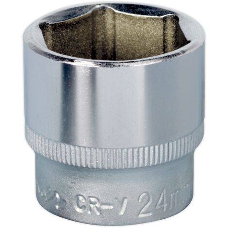 Sealey 3/8""Sq Drive Socket 24mm WallDrive Chrome Standard Length S3824 (1/2)