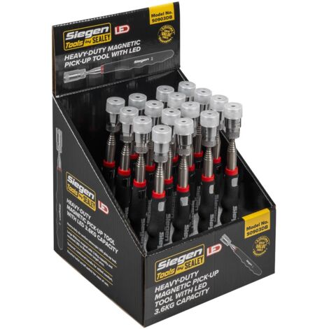 Sealey Siegen Heavy-Duty Magnetic Pick-Up Tool with LED 3.6kg Capacity - Display Box of 16 S0903DB (1/5)