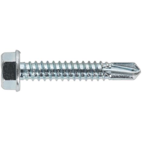 Sealey Zinc Plated Self-Drilling Hex Head Screw 6.3 x 38mm - Pack of 100 SDHX6338