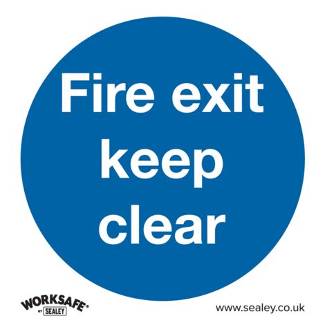 Sealey SS2P1 Worksafe® Fire Exit Keep Clear Safety Sign - Rigid Plastic