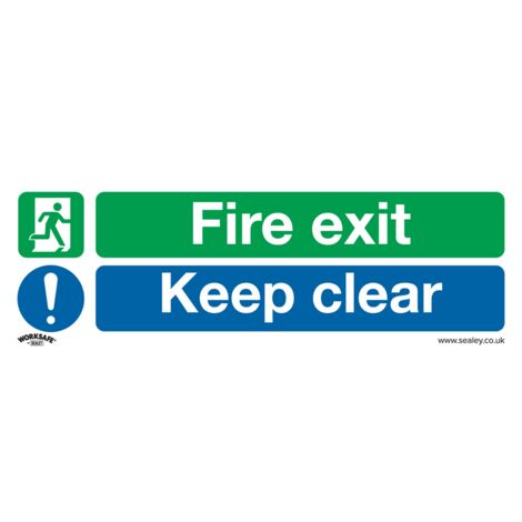 Sealey SS18P1 Worksafe® Fire Exit Keep Clear Safety Sign - Rigid Plastic