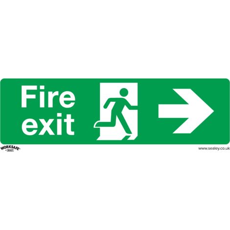 Sealey Worksafe&reg Fire Exit (Right) Safety Sign, Rigid Plastic - Pack of 10 SS24P10