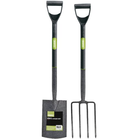Draper Carbon Steel Garden Fork and Spade Set (Model 83971) – Durable Black Finish for Gardening and Landscaping Tasks (1/5)