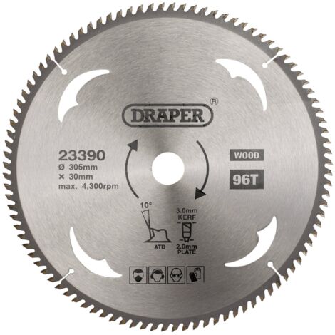 Draper TCT Circular Saw Blade for Wood, 305mm Diameter, 96 Teeth, Model 23390 (1/5)