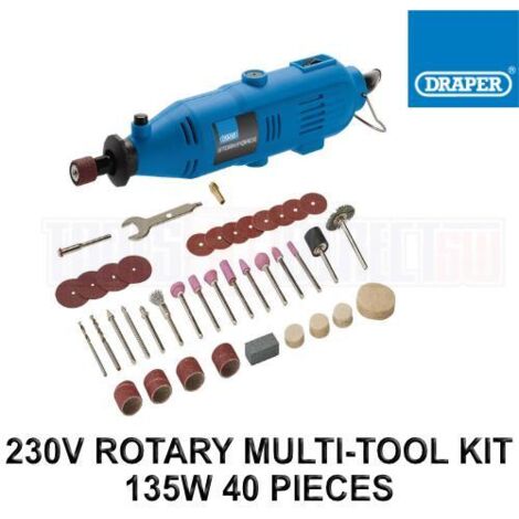 Draper Multi Tool Rotary Kit Mini Drill Engraver 135W 40pc Accessories 98521