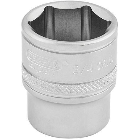 Draper 3/4-Inch 6-Point Socket for 3/8-Inch Square Drive – Micro Satin Chrome Finish, Model 16574 (1/5)