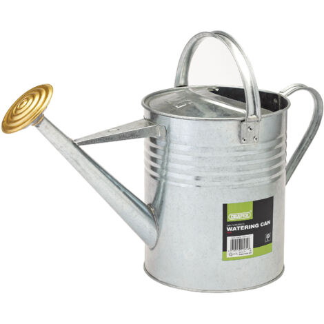 Draper Galvanised Steel Watering Can with 9-Liter Capacity (Model 53234)
