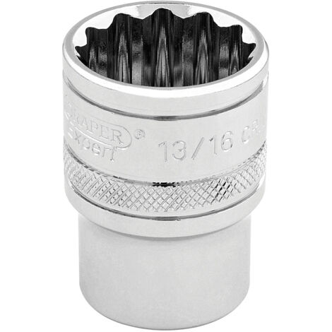 Draper 13/16 Inch 12-Point Hi-Torq Socket for 3/8 Inch Square Drive – Imperial Polished Chrome Socket (Model 49482) (1/5)