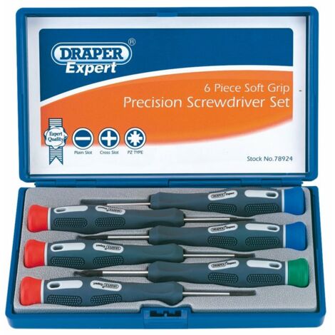 Draper Expert 6-Piece Soft Grip Precision Screwdriver Set with Ergonomic Handles (Model 78924) (1/2)