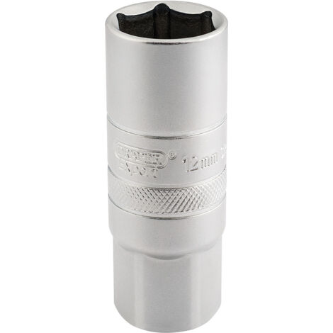 Draper 1/2 Square 12mm Thread 6 Point Satin Chrome Spark Plug 18mm Socket 16782
