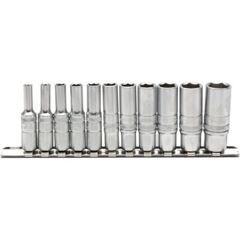 Draper 16491 1/4-Inch Square Drive Imperial Set of 11 Deep Socket Wrenches for Railway Metal Applications (1/5)