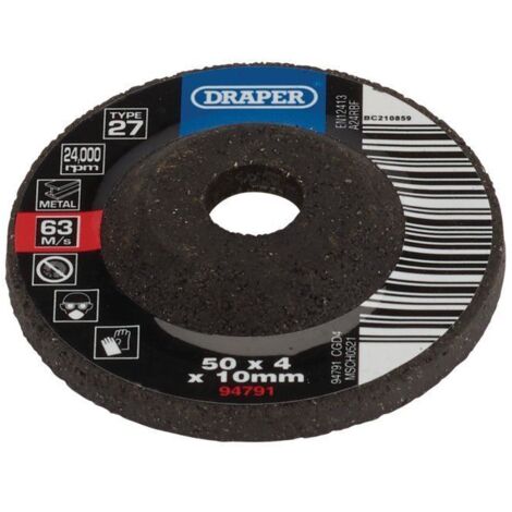 Draper DPC Metal Grinding Disc – 50x4x10mm, Suitable for Metal Surface Grinding, Model 94791 (1/2)