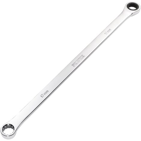 Draper Hi-Torq® 17mm Extra-Long Double Ring Ratchet Spanner – Chrome Finish, Metric, Model 27774 (1/2)