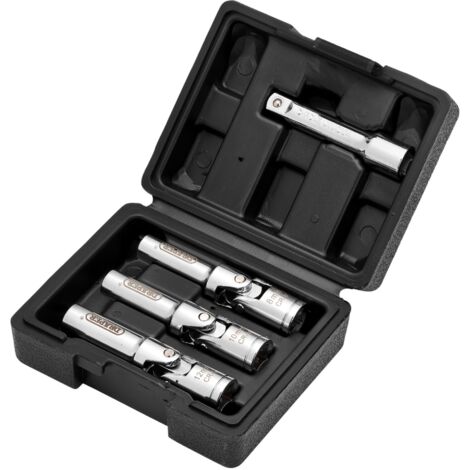 Draper Glow Plug Socket Set – 4-Piece, 3/8" Square Drive, Includes Glow Plug Sockets for Efficient Engine Maintenance (1/2)