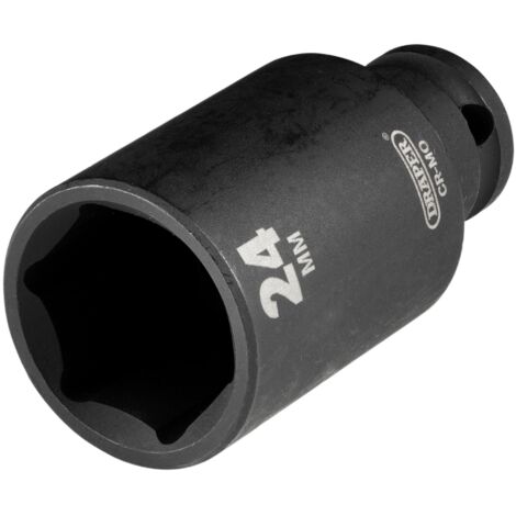 Draper 24mm Deep Impact Socket for 3/8-inch Drive – Metric Heavy-Duty Impact Socket for Automotive and Mechanical Applications (1/2)