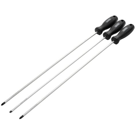 Draper 3-Piece Long Reach Hard Grip Screwdriver Set – Durable and Versatile Hand Tools for Precision Work (1/2)