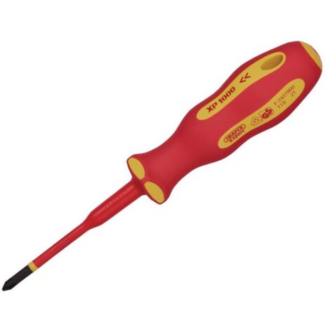 Draper Expert 02163 Ergo Plus Slimline Cross Slot VDE Screwdriver (No. 1 x 80mm) – Insulated, Professional-Grade, for Safe Electrical Work (1/2)