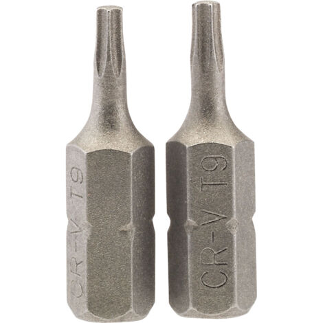 Draper T9 1/4 Inch Hex TX-STAR® E-Shank Insert Bit Set, 2 Pieces, 25mm Long (Model 66427) (1/5)