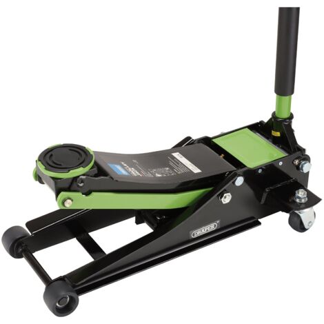 Draper 2.25 Tonne Green Trolley Jack with Adjustable Height (Min 75mm, Max 505mm) Model 28466 (1/2)