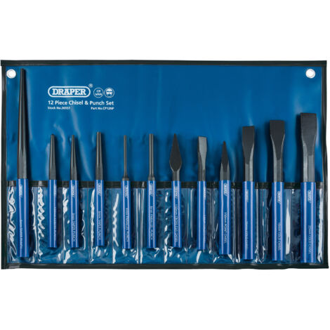12-Piece Chisel and Punch Set with Wooden Storage Case – Professional-Grade Hand Tools by Draper Tools (1/5)