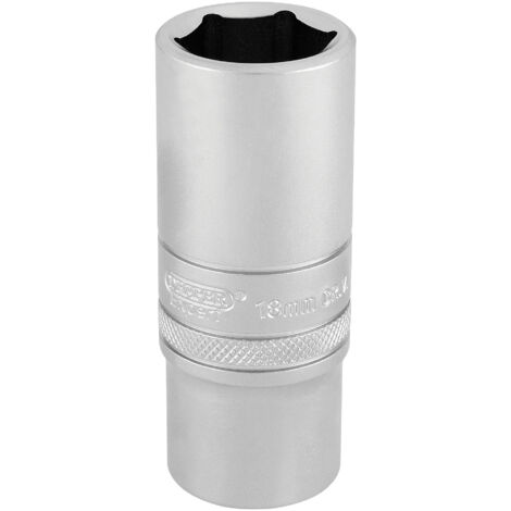 Draper 18mm Deep Socket 3/8" Drive, Micro Satin Chrome Finish, Part Number 17545, Metric Size (1/5)