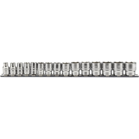 Draper 3/8" Drive 15-Piece Metric Socket Set with Metal Rail (Model 16492)