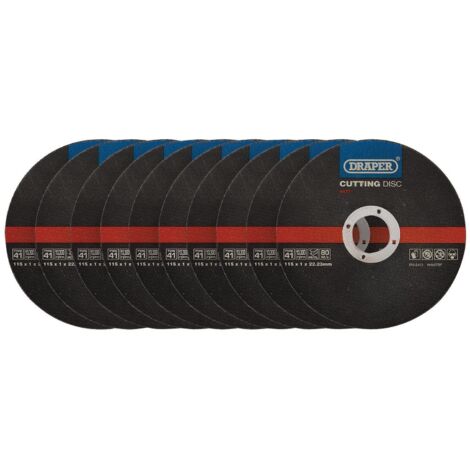 Draper Metal Cutting Discs – 115 x 1 x 22.23mm, Pack of 10, Suitable for Cutting Metal and Steel (1/2)