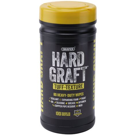 Draper TUFF-TEXTURED HARD GRAFT MULTIPURPOSE WIPES – 80-Count Tub for Heavy-Duty Cleaning and Surface Maintenance (1/5)