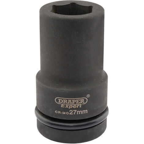 Draper 27mm Hi-Torq® Metric Deep Impact Socket, 1-Inch Square Drive, Heavy-Duty Impact Tool (1/5)