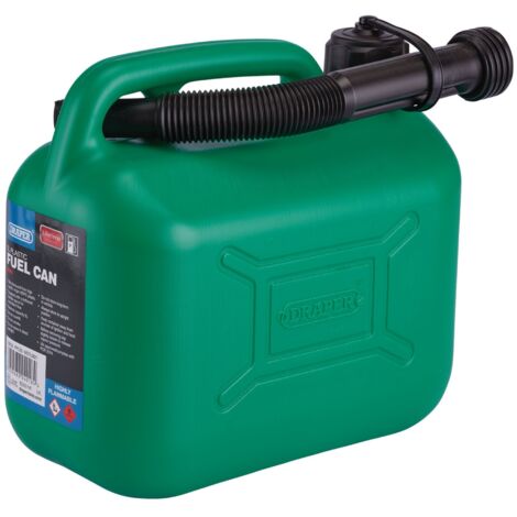 Draper 09052 5L Green Plastic Fuel Can for Safe and Portable Fuel Storage