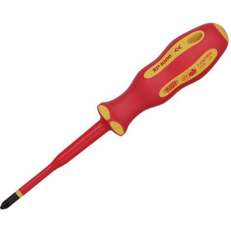 Draper 02166 Ergo Plus™ Slimline PZ Type VDE Screwdriver (No. 1 x 80mm) - Insulated Precision Screwdriver for Electrical Work (1/2)
