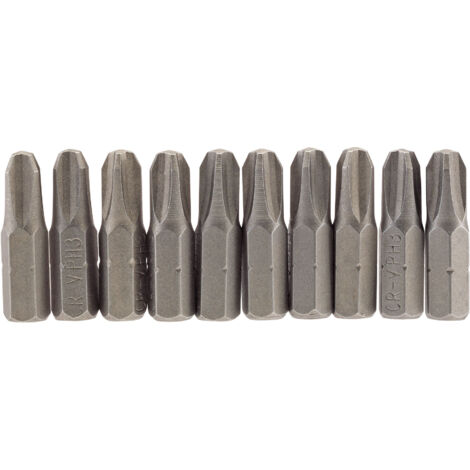 Draper 10-Piece 25mm No.3 Cross Slot (Phillips) Insert Bits with 1/4" Hex Shank (1/5)