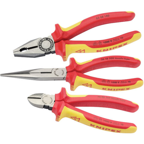 Draper Knipex VDE Insulated Pliers Set (3-Piece) – Model 00 20 12, Professional Electrical Tool Kit
