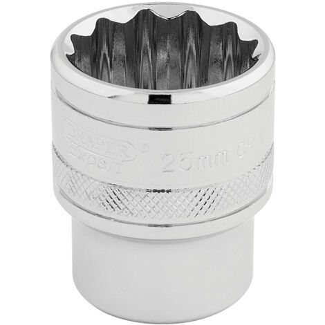 Draper 25mm 12-Point Metric Socket Set, 1/2" Drive, Polished Chrome Finish, Model 33418 (1/5)